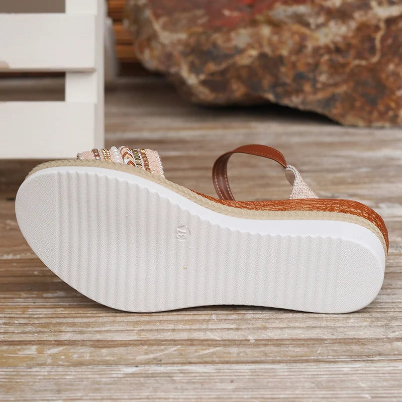 Women's Braided Casual Sandals™ Buckle Strap Platform Wedge Sandals