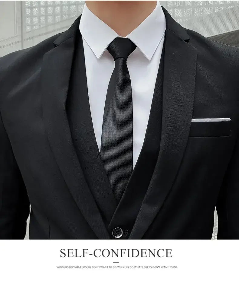 Men's Suit (Blazer+ Vest + Pants)™ Solid Color Casual Slim-fit Suit