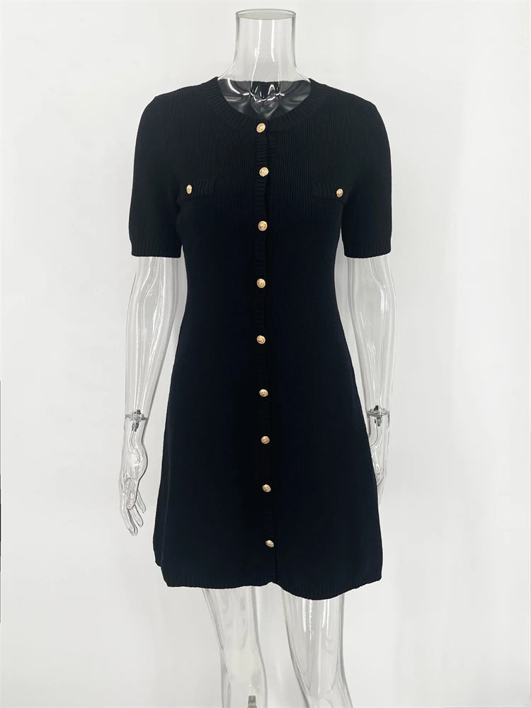 Women's Knit Dress™ Trendix Elegant Slim High Waist Short Sleeve Rib Sweater Bodycon Knitwear Dress