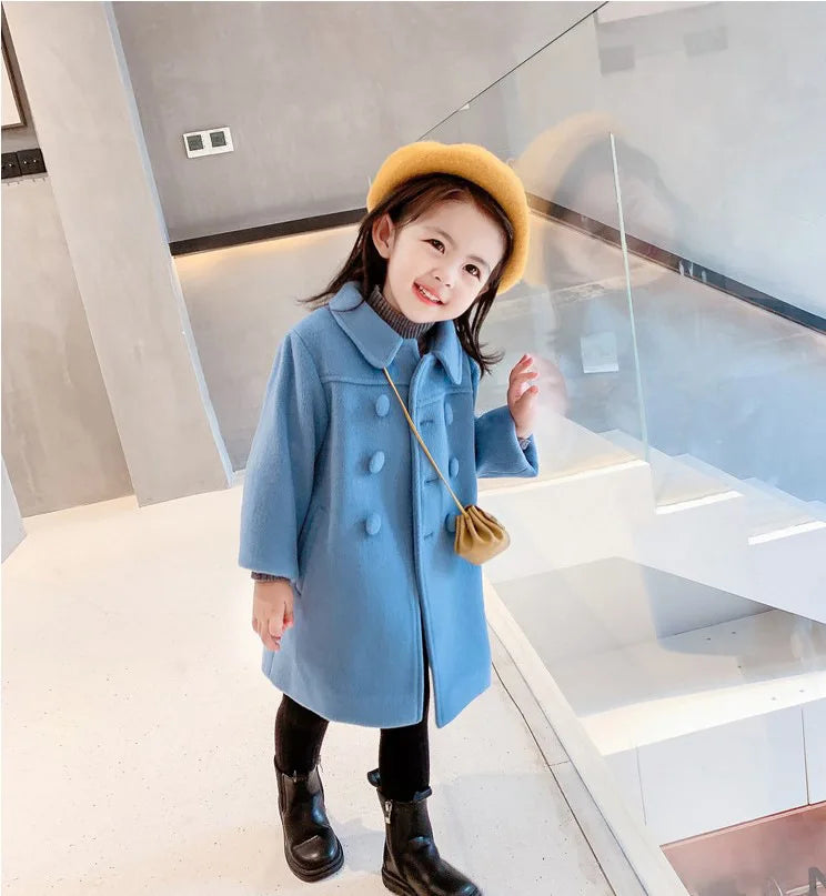 Girl's Long Cotton Coat™ Korean Style Thickened Double-breasted Jacket