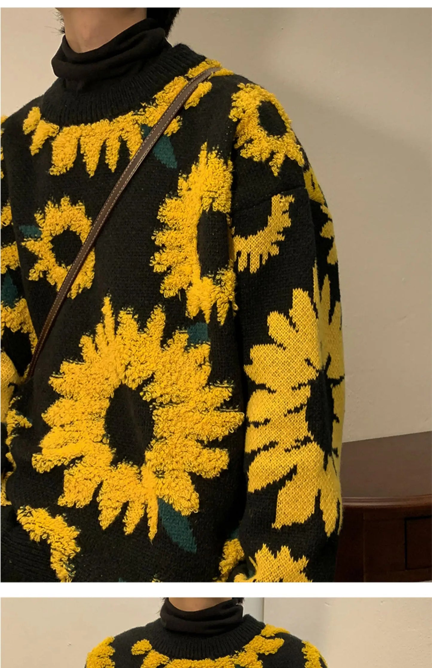 Men's Flocking Floral Sweater™ Baggy Spring Autumn Japanese Style Retro Knitwear