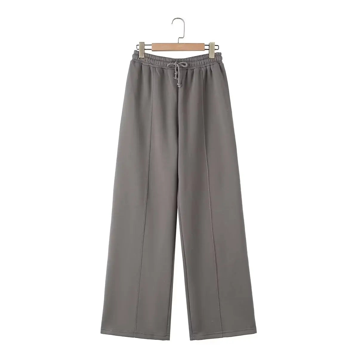 TRAFZA Women's Suits™ Retro Zip Bomber Jacket Sweatshirt and High Waist Lace Up Wide Leg Pants