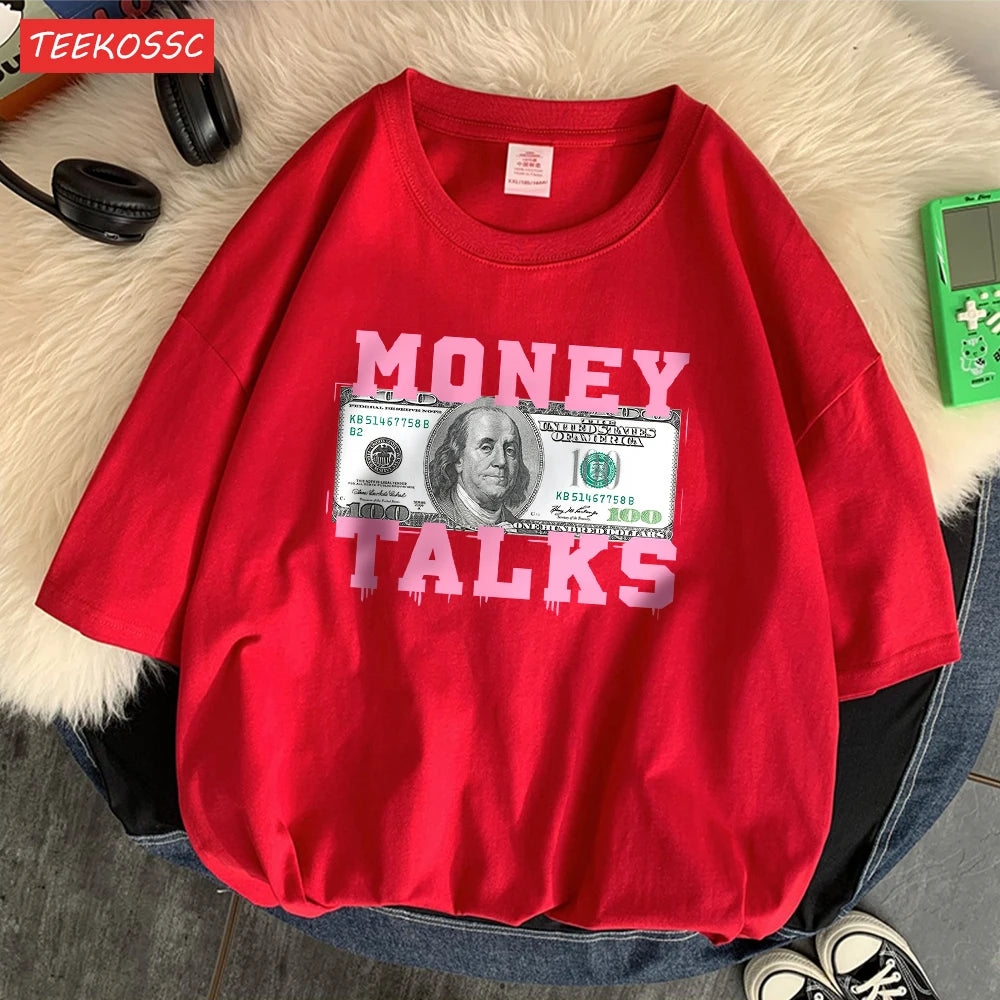 Women's T-Shirt™ Money Talks Us Dollar Short Sleeve T Shirts
