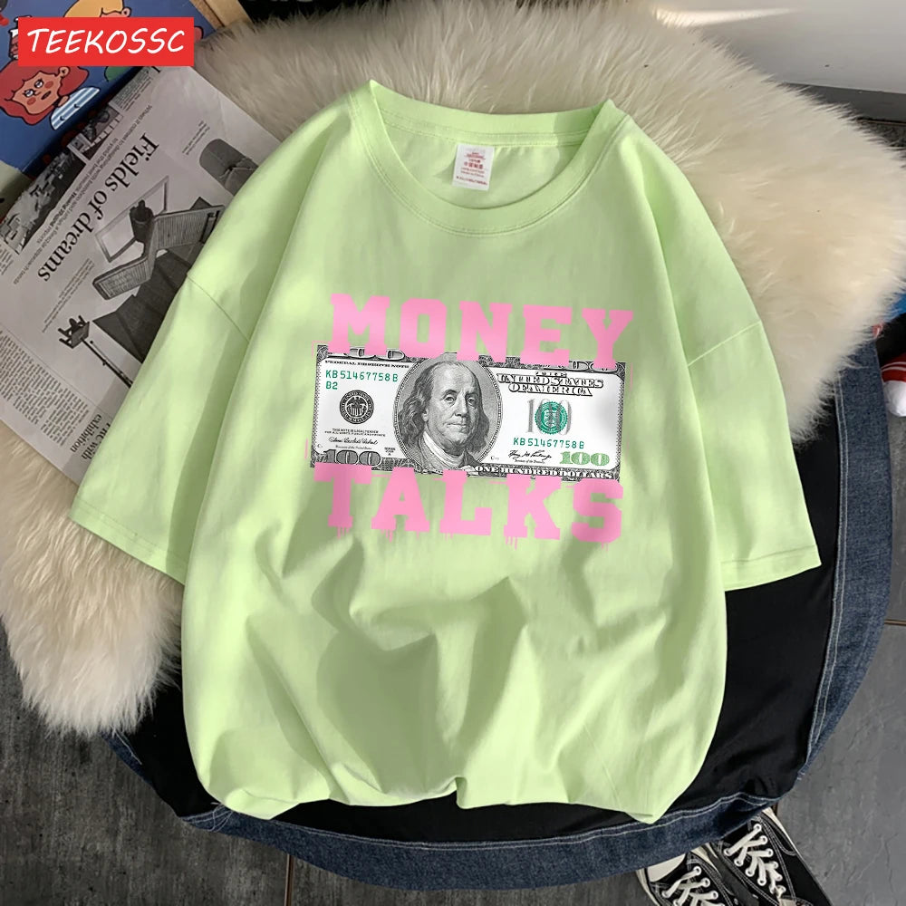 Women's T-Shirt™ Money Talks Us Dollar Short Sleeve T Shirts