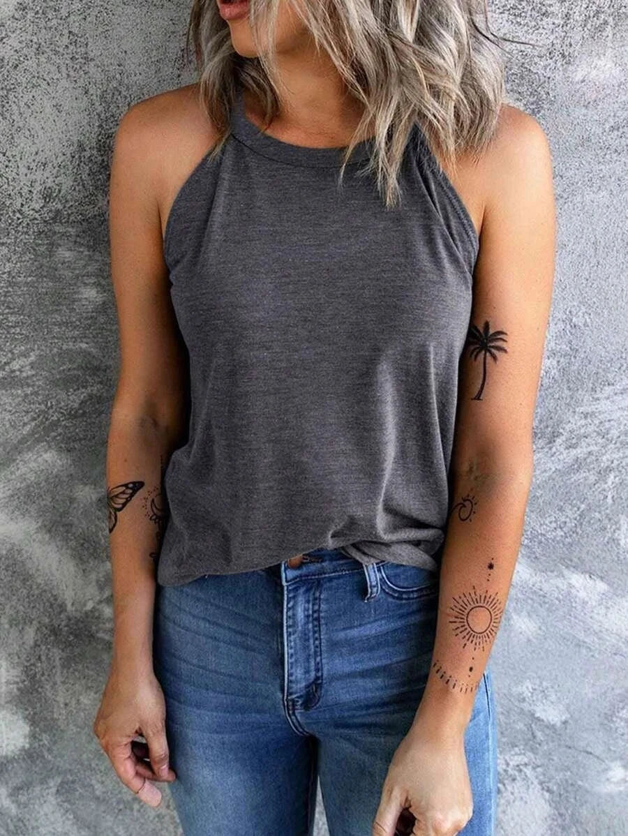 Women's Summer Sleeveless Halter T-Shirts™ Crew Neck Workout Tank Tops