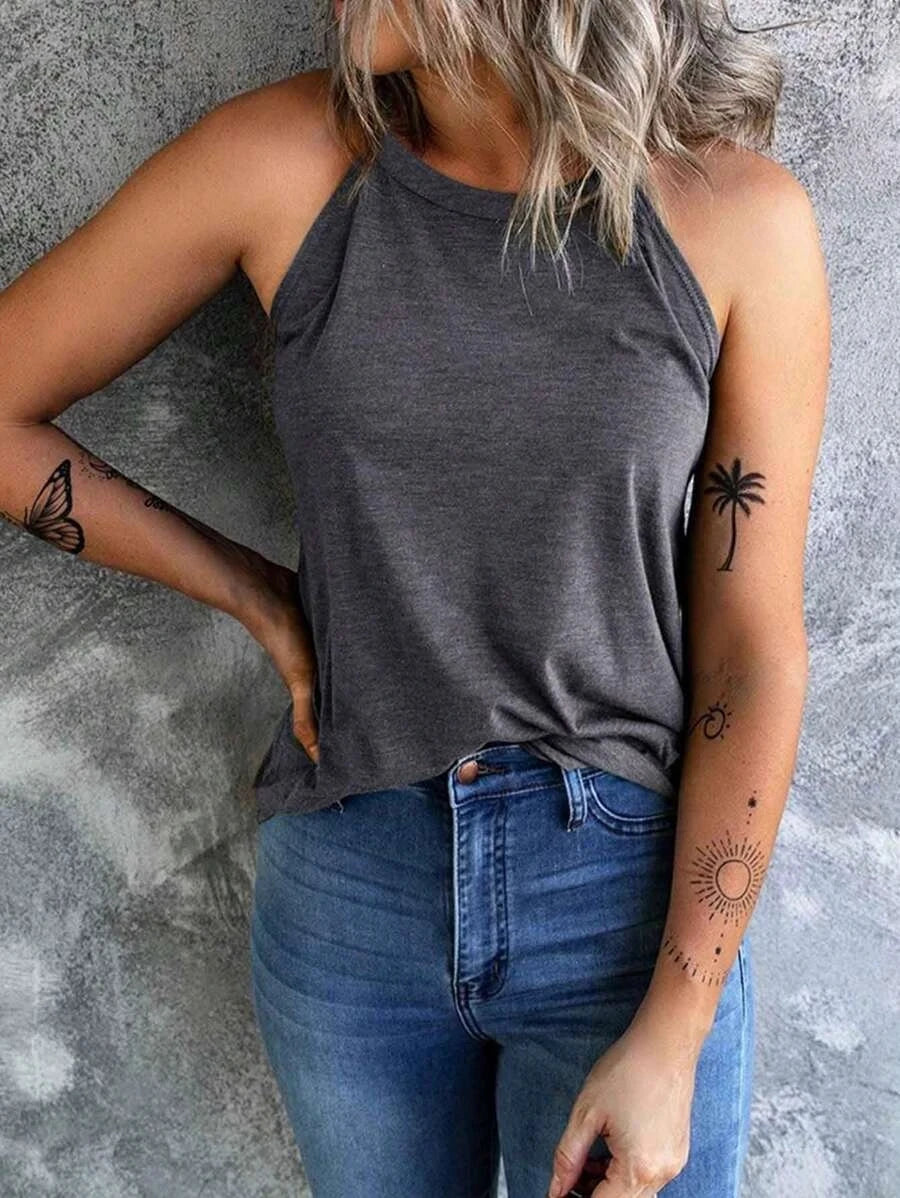 Women's Summer Sleeveless Halter T-Shirts™ Crew Neck Workout Tank Tops
