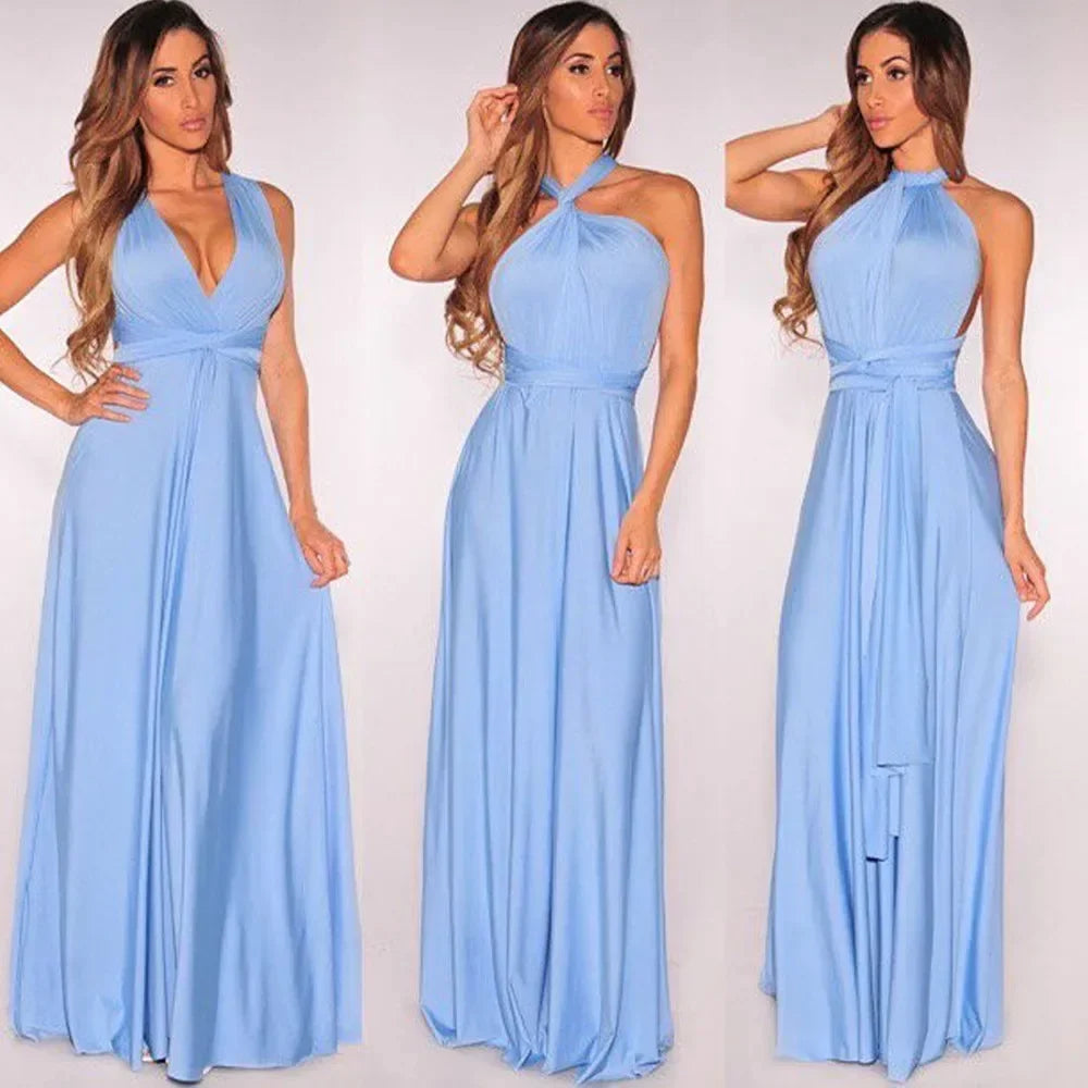 Women's Multi-worn V-neck Long Dress™ Strapped Summer Maxi Dress