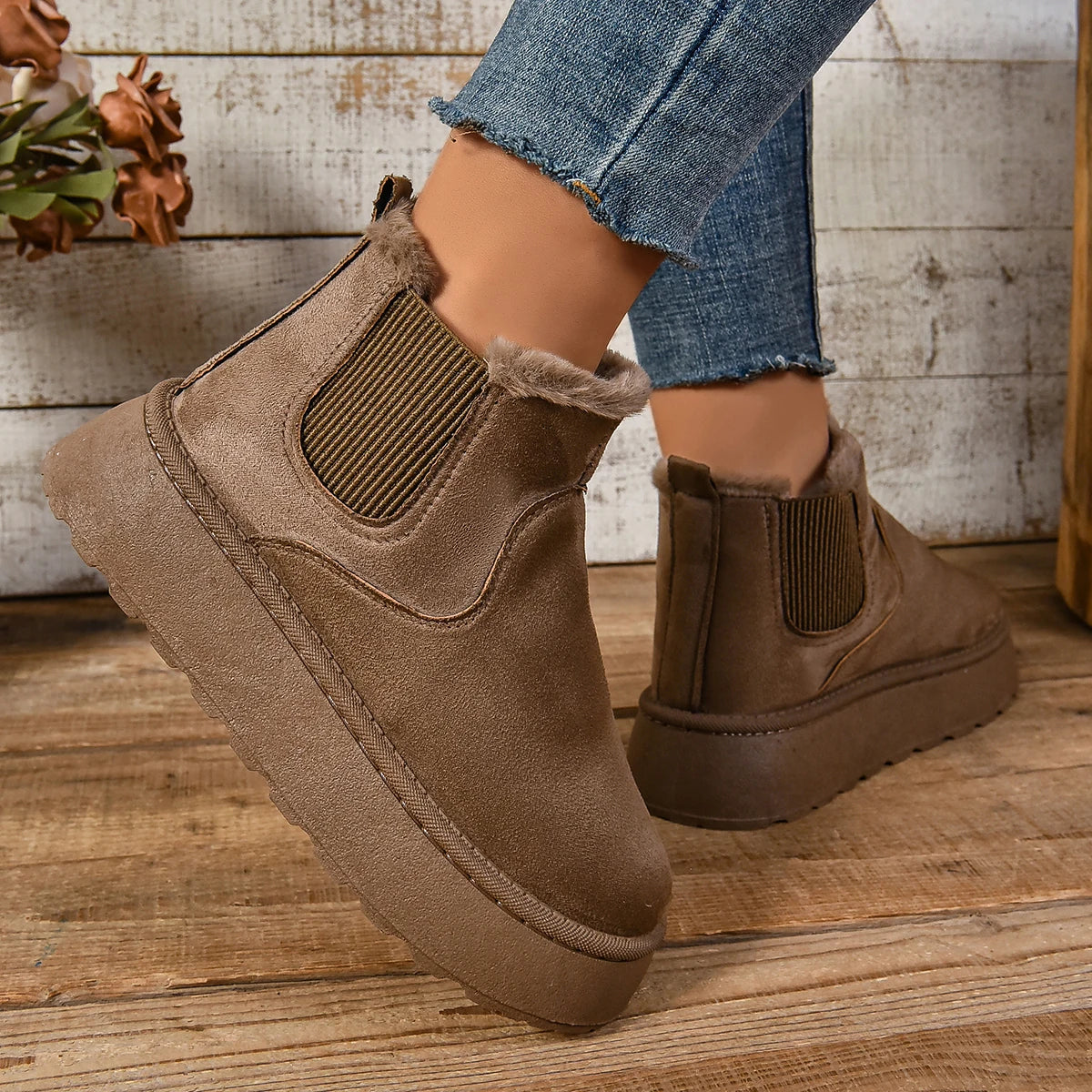 Women's Winter Short Plush Boots™ Warm Snow Suede Fur Chelsea Ankle Boots