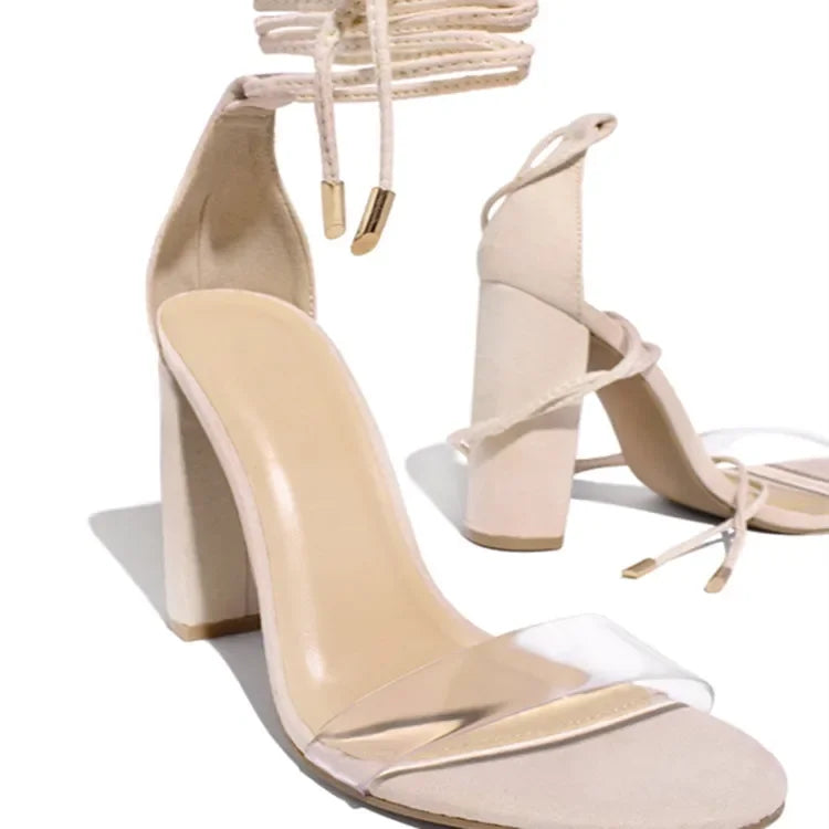 Women's Rubber Velvet Strap Simulated Leather Sandals™ Round Toe High Heels