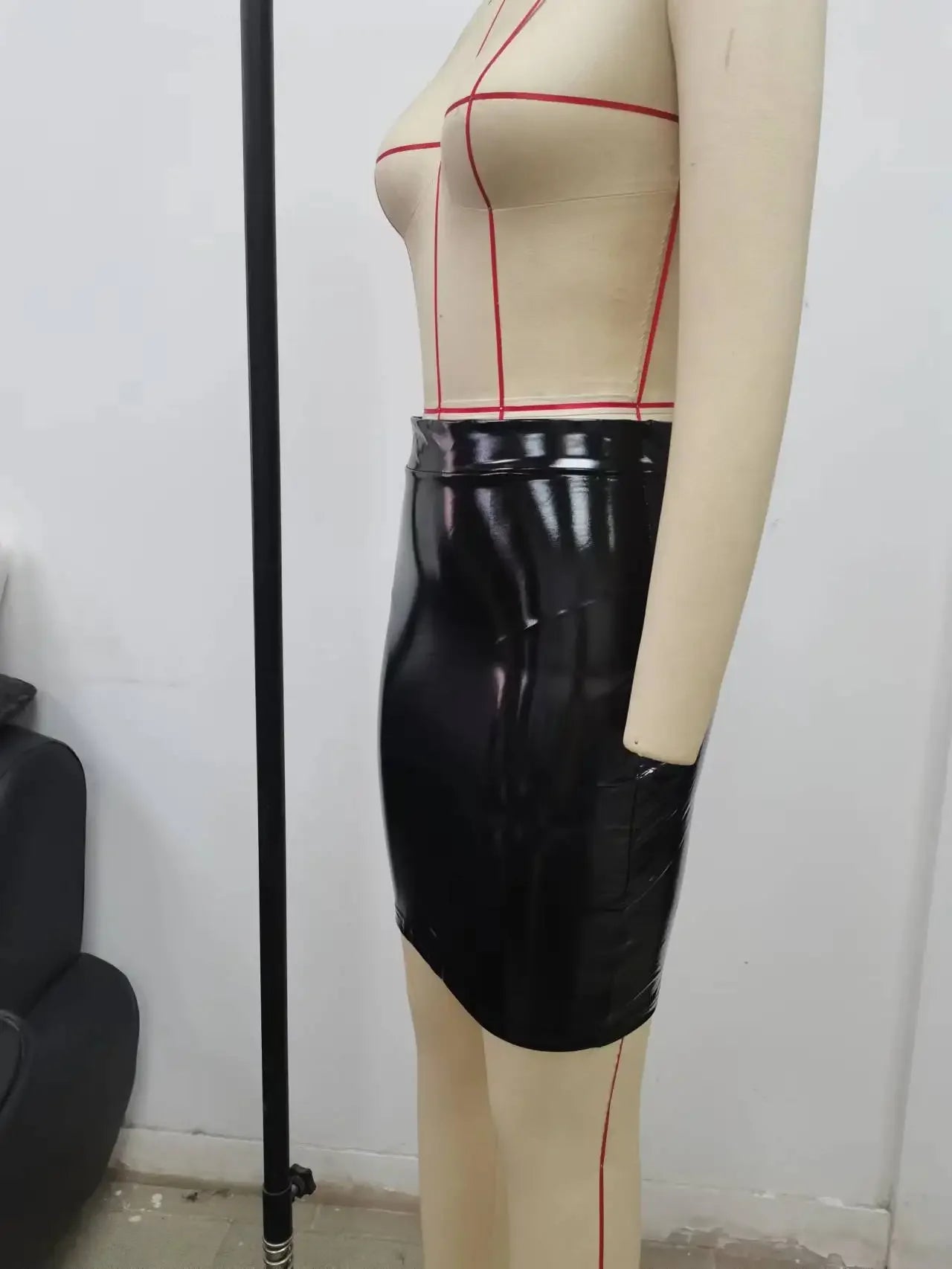 Women's Pu Leather Dress™ Fashionable Elegant Shiny Waist Bag Women Half Skirt Pu Leather Skirts