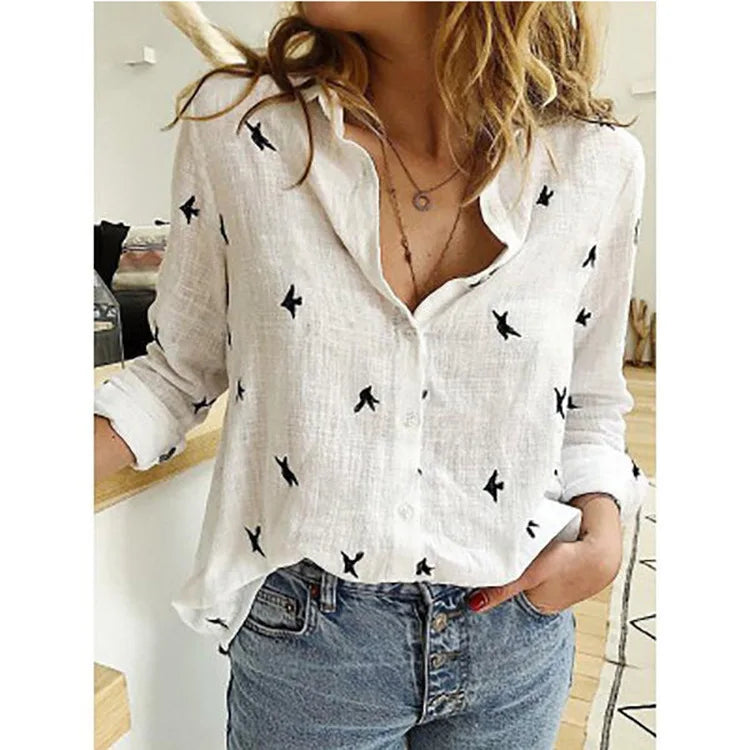 Women's Elegant Cotton Linen Shirts™ Casual Solid Button Lapel Long Sleeve Loose Shirts