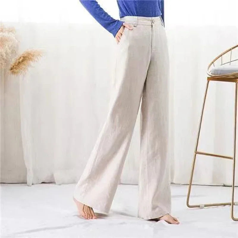 Women's Summer Baggy Cotton Linen Pants™ High Waist Wide Leg Trousers