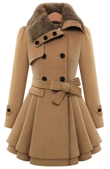 Women's Woolen Jacket™ Long Double Row Buttoned Narrow Fit Overcoat