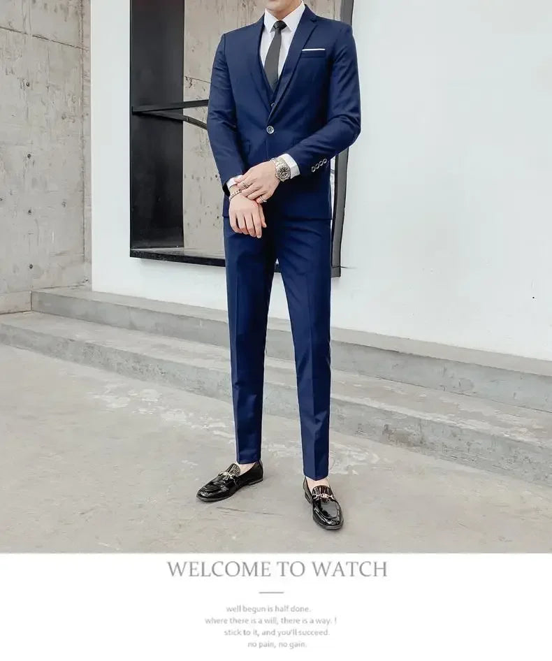 Men's Suit (Blazer+ Vest + Pants)™ Solid Color Casual Slim-fit Suit