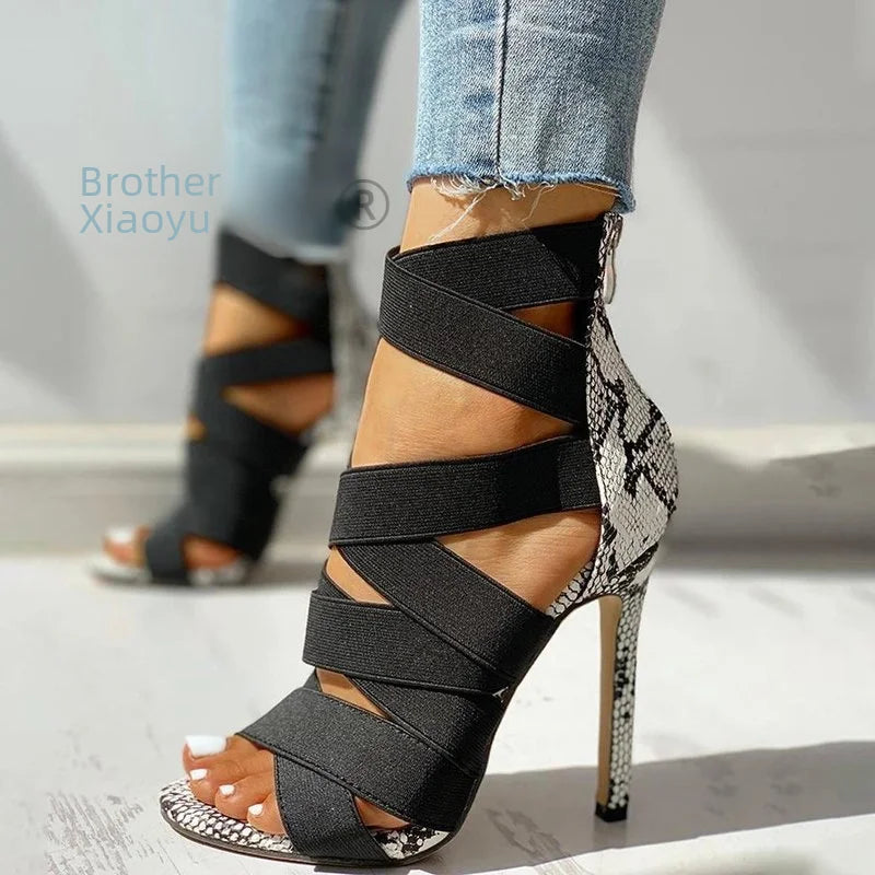 Women's High Heels™ Hollow Mesh Fish Mouth Spaghetti Straps Roman Rubber Sole Heels