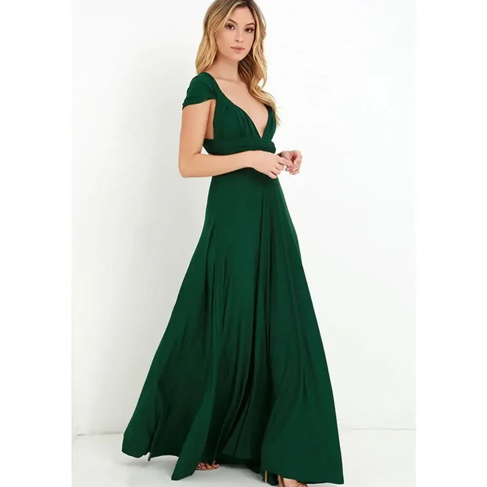 Women's Multi-worn V-neck Long Dress™ Strapped Summer Maxi Dress