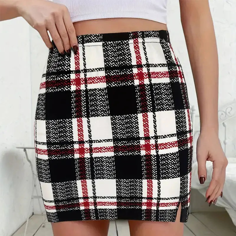 Women's Plaid Skirt™ Elegant Pencil High Waist Lady Short Skirt