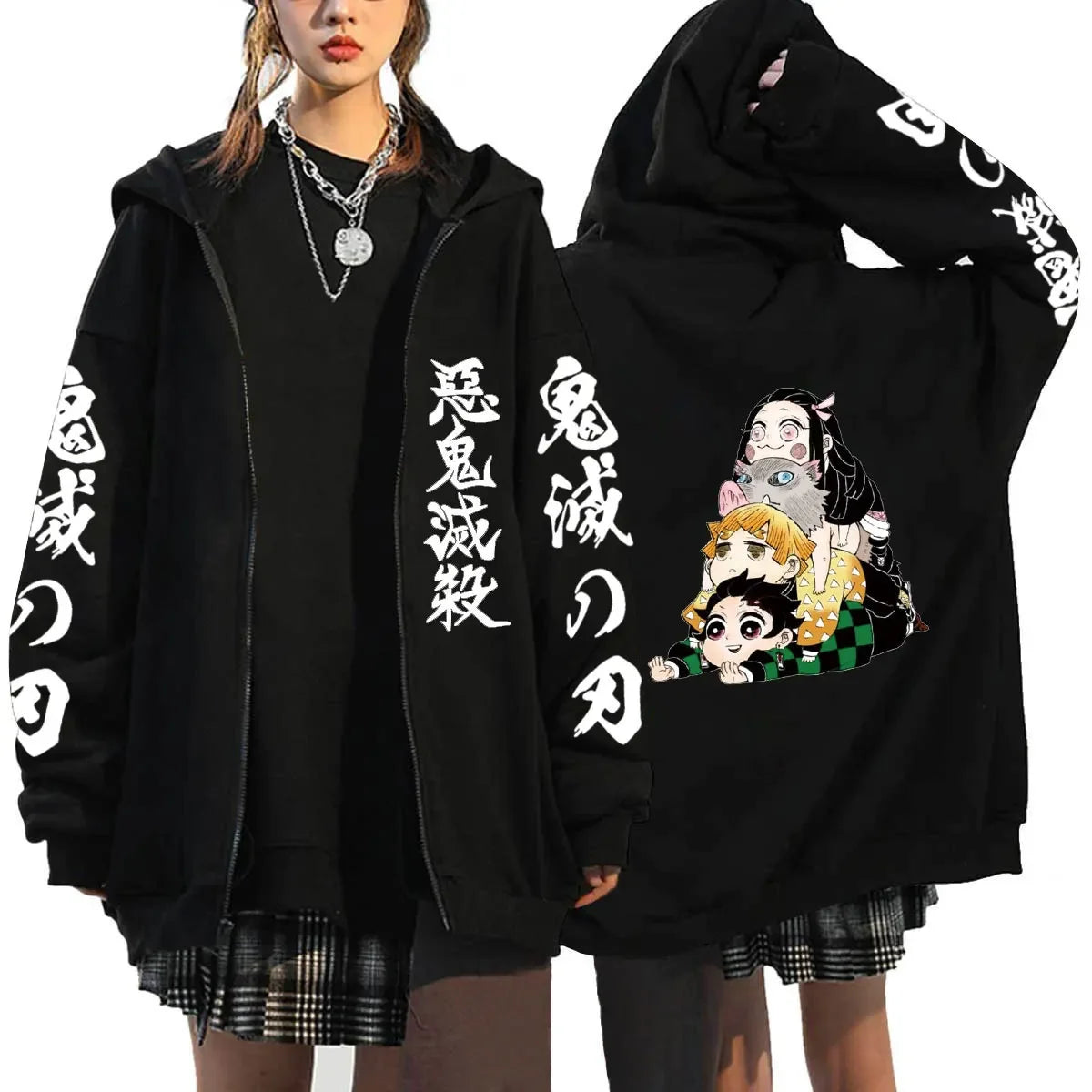Women's Demon Slayer Zipper Hoodies™ Anime Oversized Full Zip Hoody