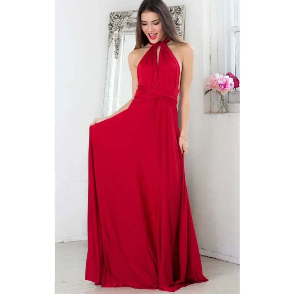 Women's Multi-worn V-neck Long Dress™ Strapped Summer Maxi Dress