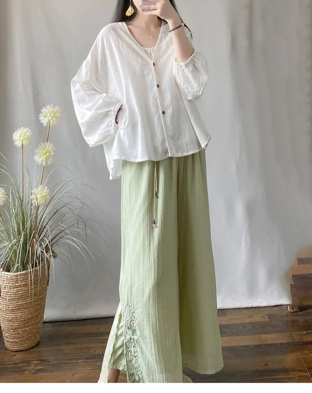 Women's Loose Cotton Linen Summer Tops™ Long Sleeve Shirt Air Conditioning Tank Top