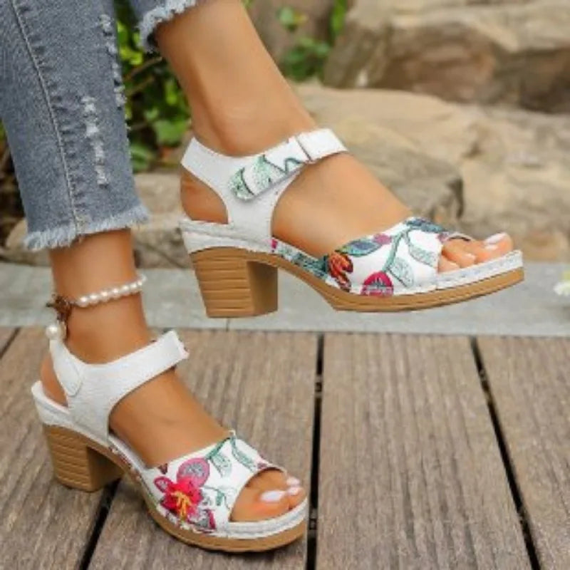 Women's Peep Toe High Heel Sandals™ Gladiator Chunky Heel Platform Flower Sandals
