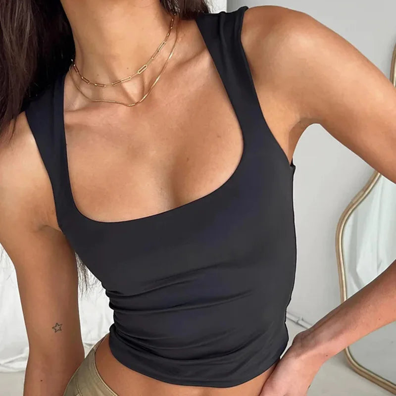 Women's Sleeveless Collar Crop Tops™ Y2K Summer Black Tank Tops