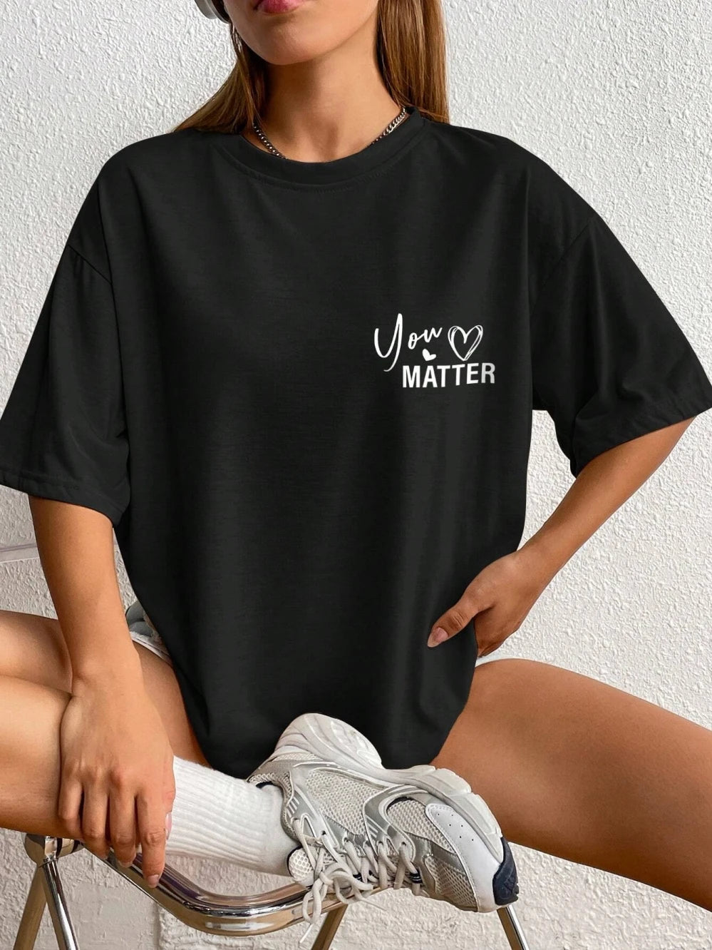 Women's Letter Printed T-shirts™ Short Sleeve Oversized Cotton T-shirt