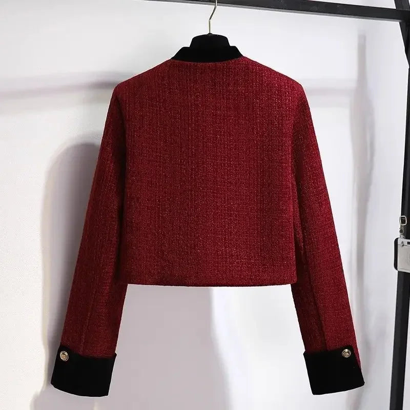 Women's Autumn Jacket & Skirt Set™ Thickened Plus Size Red Tweed Suit