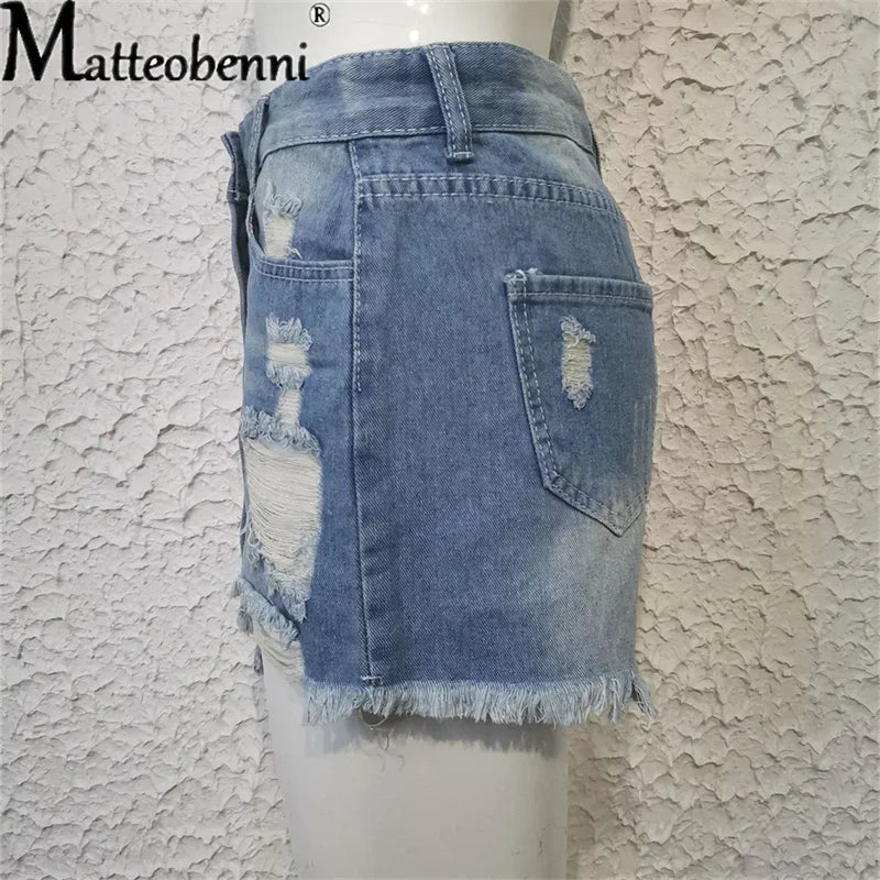 Women's Ripped Denim Shorts™ High Waist Bodycon Distressed Pockets Short Jeans