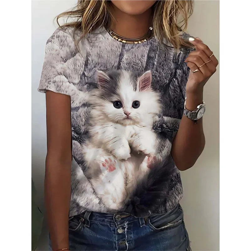 Women's T-Shirt™ For Animal 3D Printed Summer Short Sleeves O-Neck Tops