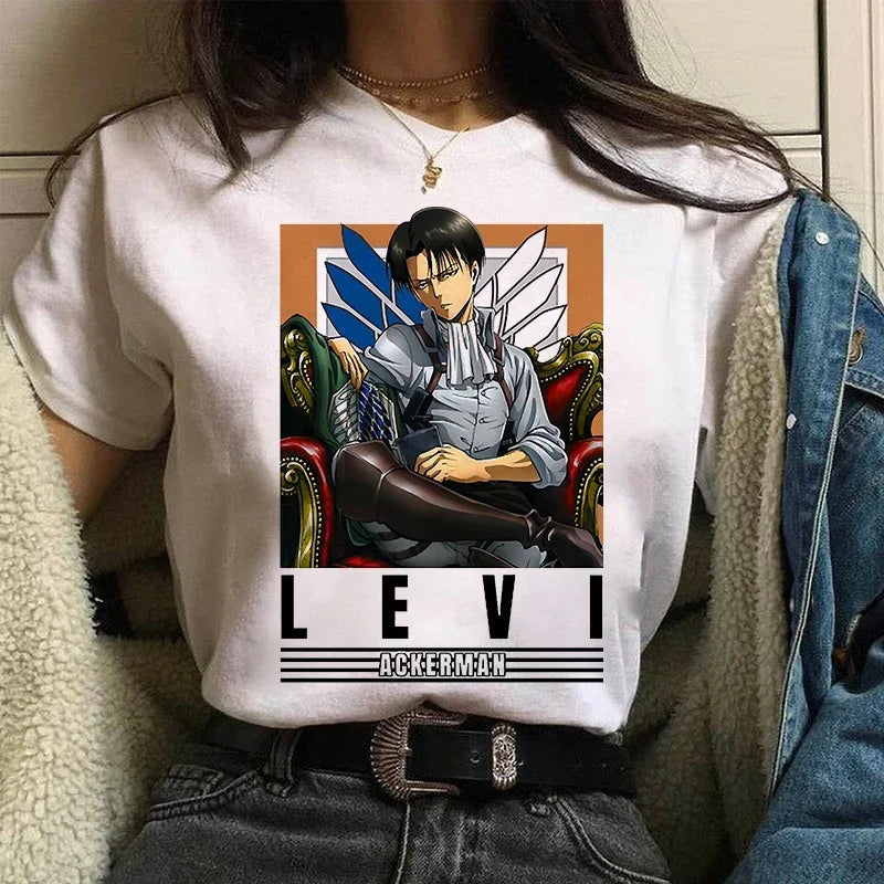 Women's T shirt™ Levi Ackerman Attack On Titan Anime Comics Japanese Graphic Cartoon Streetwear Tops