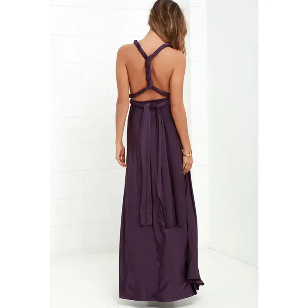Women's Multi-worn V-neck Long Dress™ Strapped Summer Maxi Dress