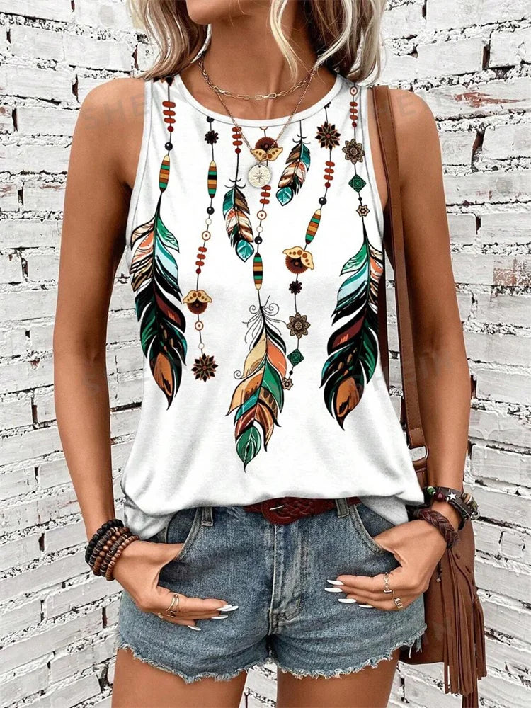 Women's  Print Tank Tops™ Outdoor Summer Sleeveless Crew-neck Tank Top