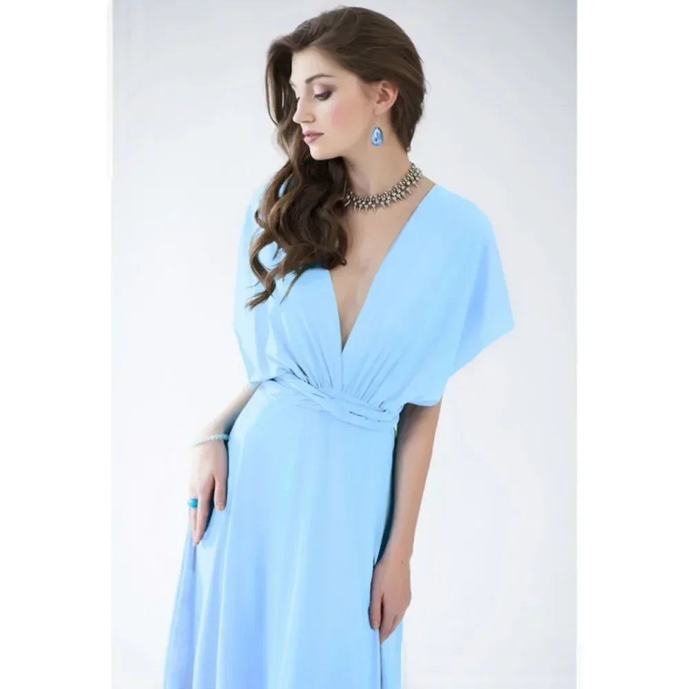 Women's Multi-worn V-neck Long Dress™ Strapped Summer Maxi Dress