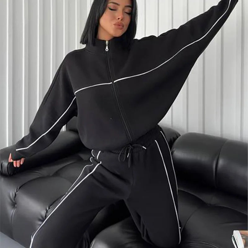 Women's Suit™ 2 Piece Outfits Long Sleeve Zip Up Jacket Jogger Sweatpants Tracksuit