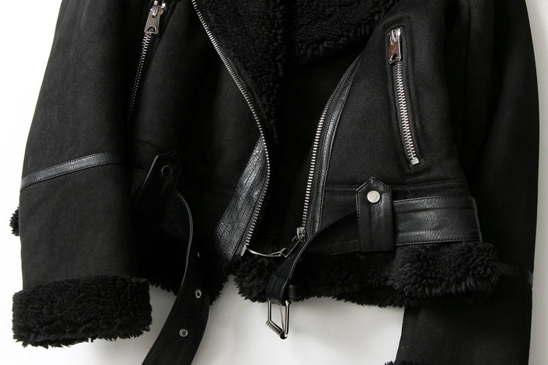ZACK RAIN Women's Jacket™ Vintage Fur Integrated Lapel Long Sleeves Jackets