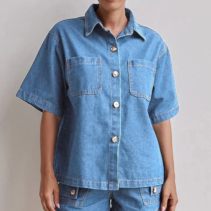 Women's Cross-Border Summer Suit™ Casual Vintage Loose-Fit Denim Shorts Suit