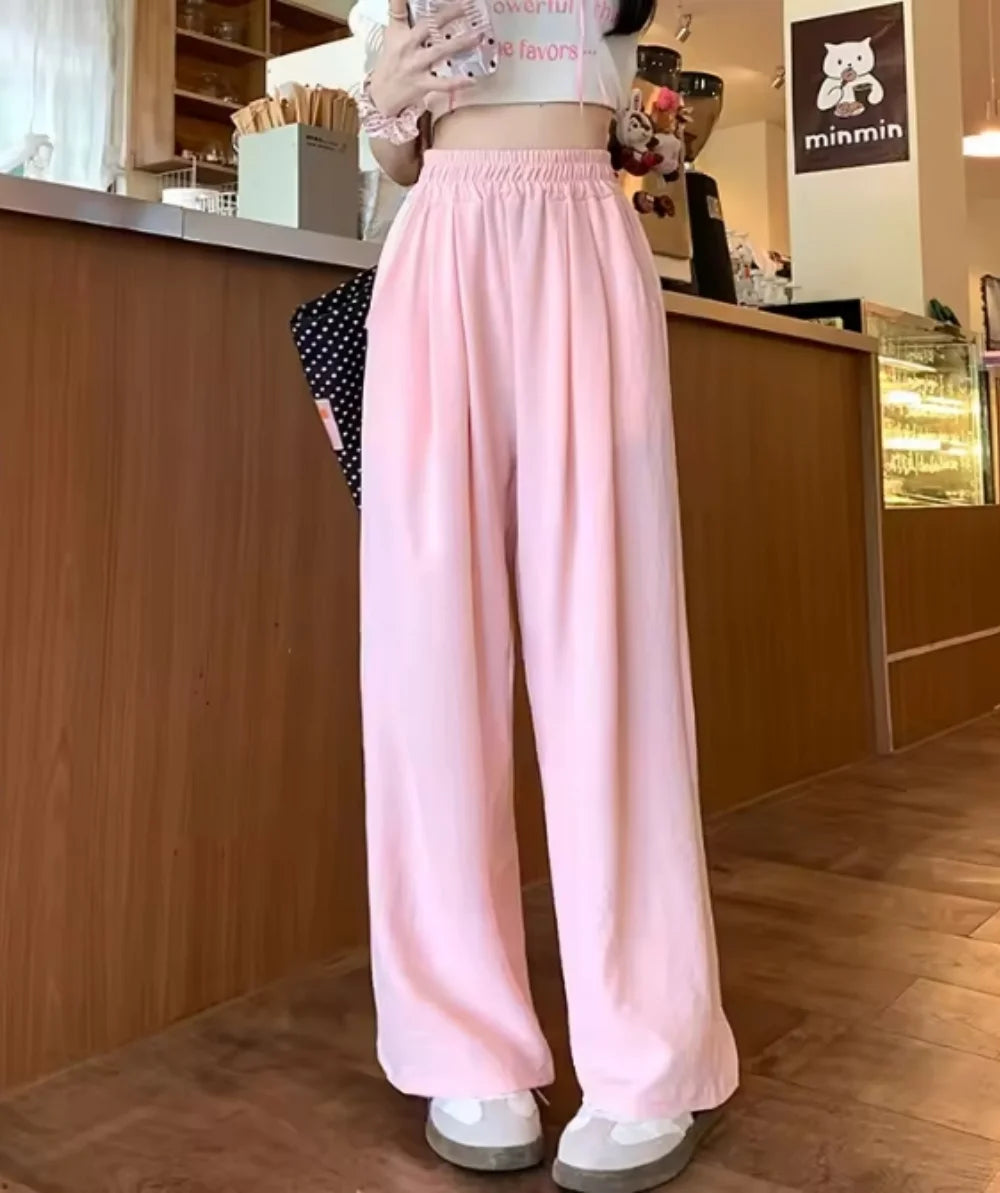 Women's Pants™ Ice Silk Wide-Leg High-Waisted Straight Draped Anti-Wrinkle Casual Pants