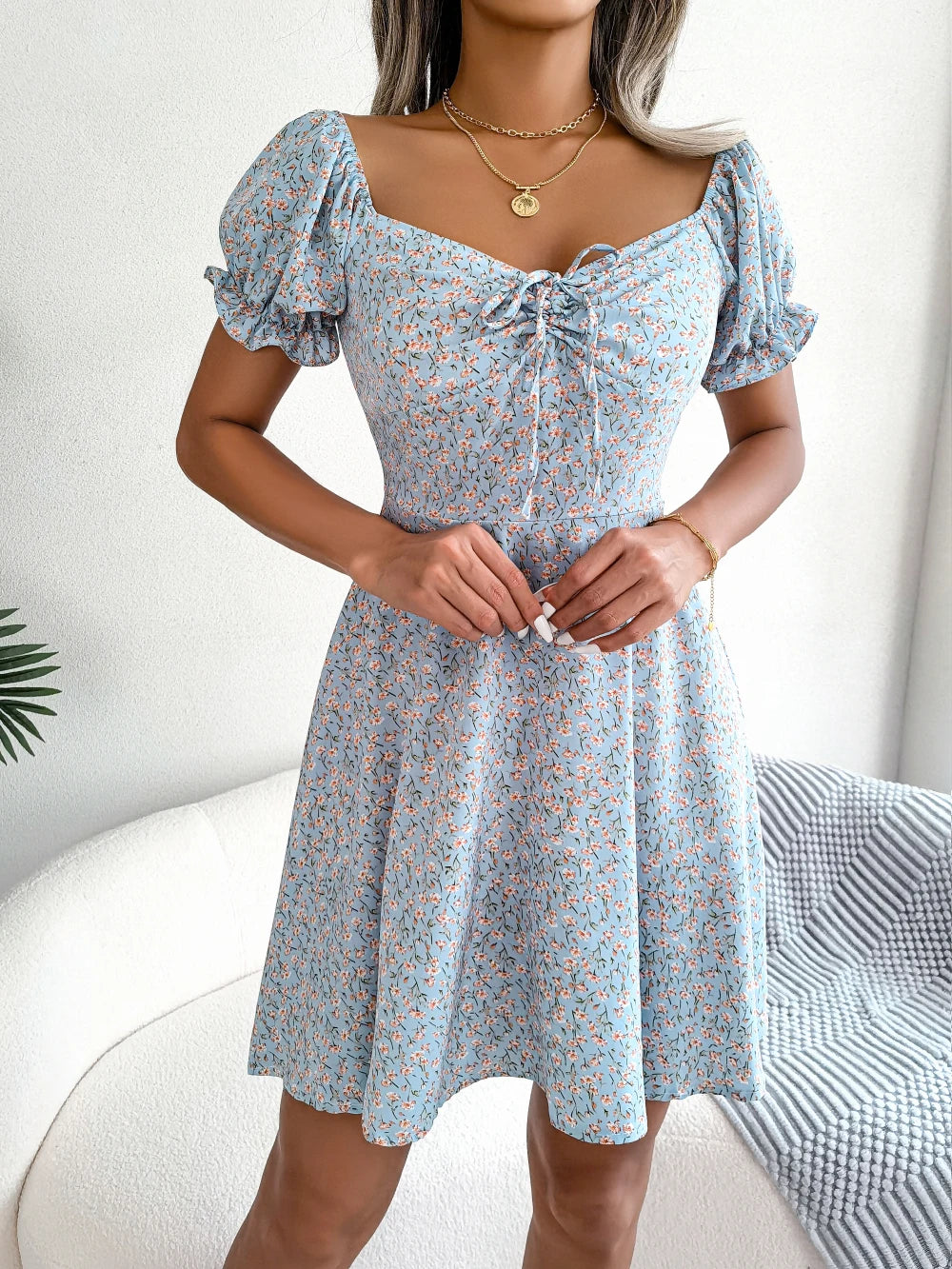 Women's Casual Ruffles Dress™ Short Sleeve Floral Print A Line Dress