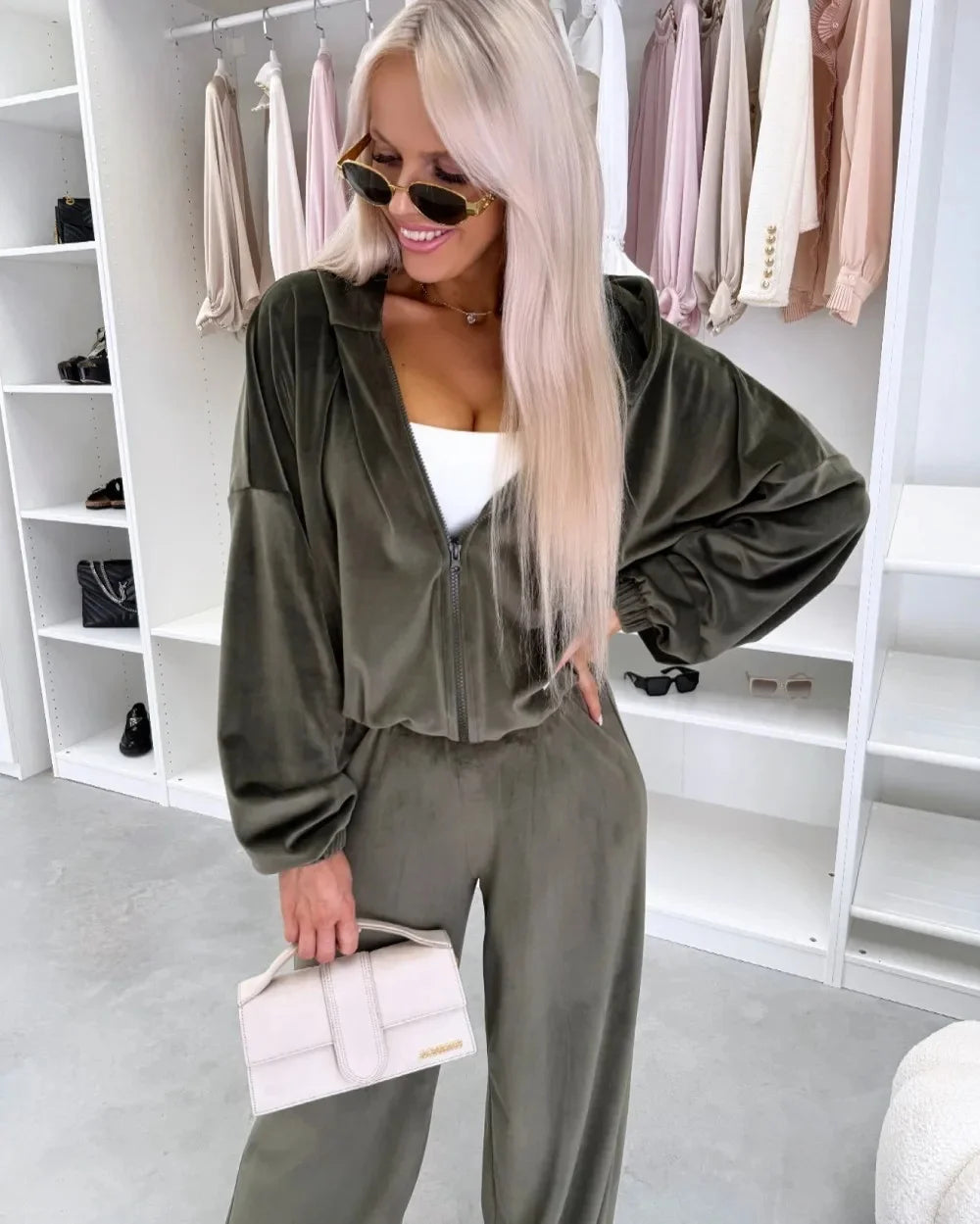 Women's  Casual Outfit™ Zipper Hooded Cardigan + Wide Leg Pants Two Piece Set