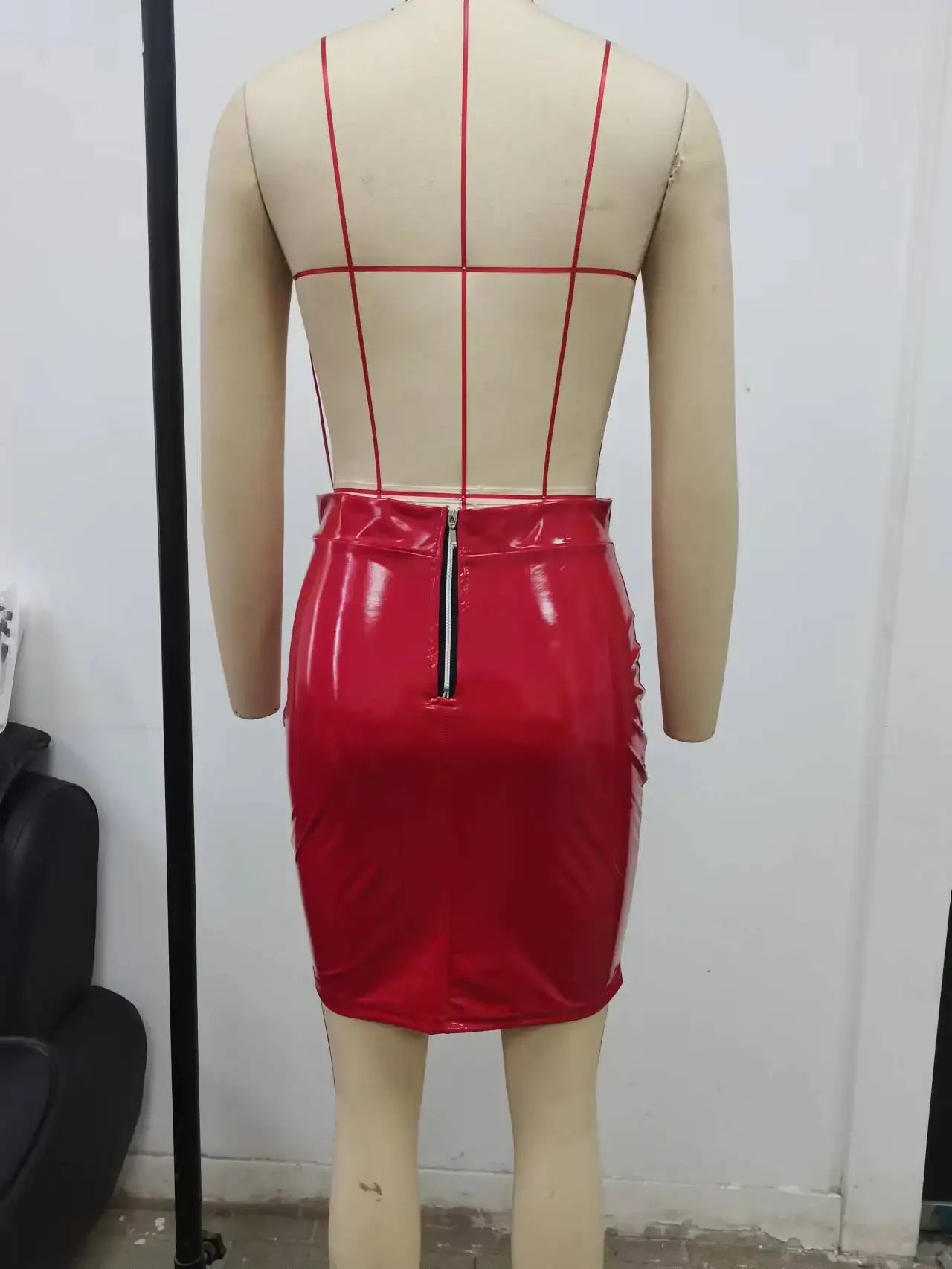 Women's Pu Leather Dress™ Fashionable Elegant Shiny Waist Bag Women Half Skirt Pu Leather Skirts