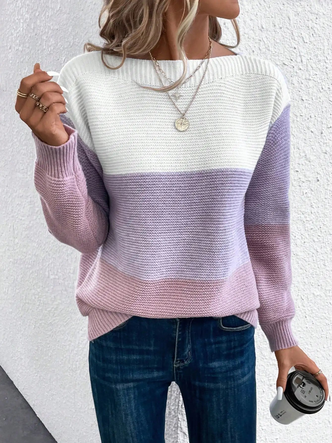 Women's Three-color Patchwork Sweater™ Casual Knitted Thickened Loose Jumpers