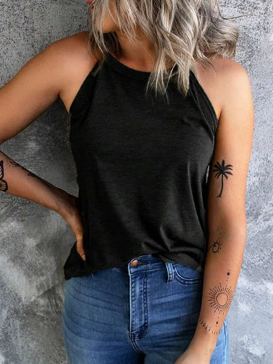 Women's Summer Sleeveless Halter T-Shirts™ Crew Neck Workout Tank Tops
