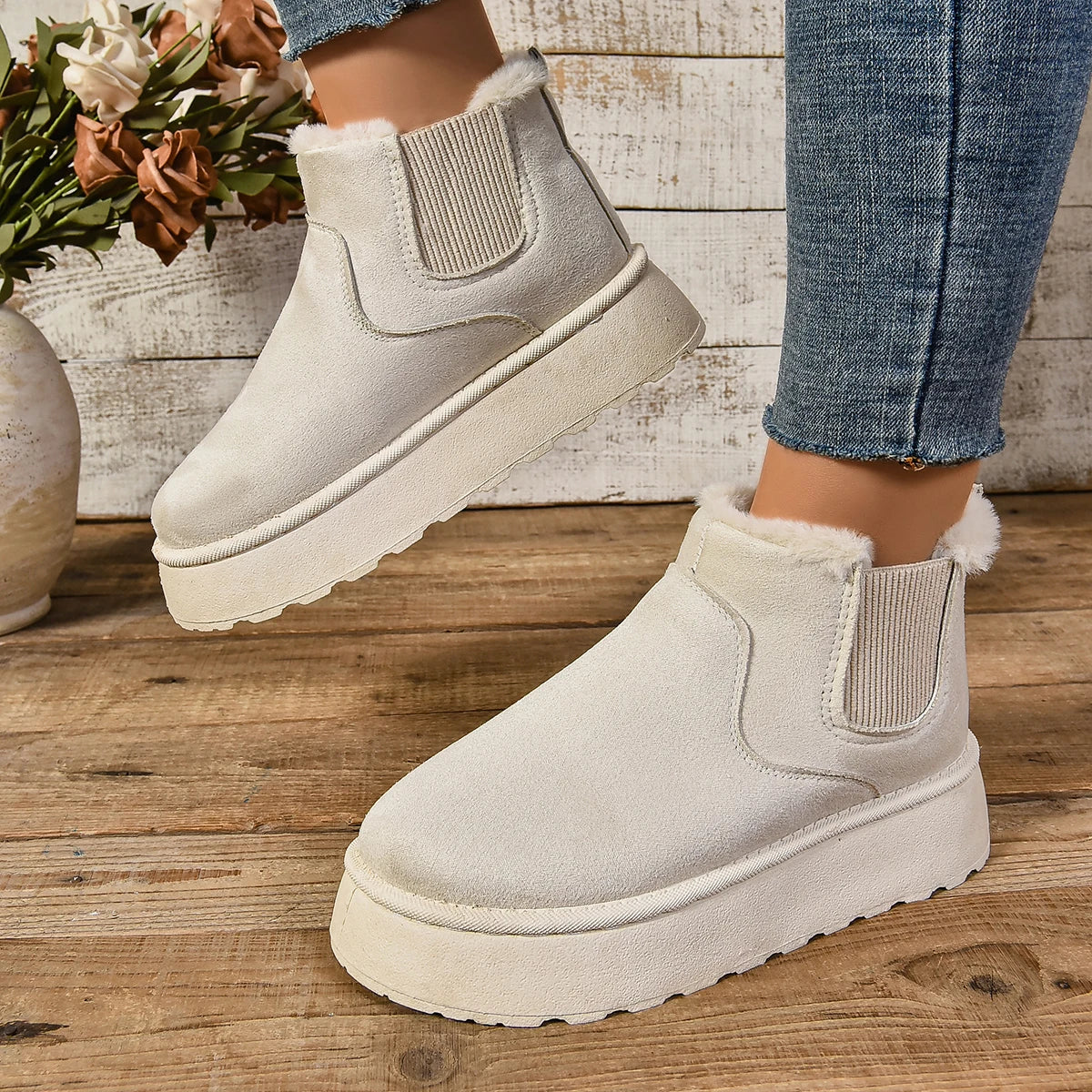 Women's Winter Short Plush Boots™ Warm Snow Suede Fur Chelsea Ankle Boots