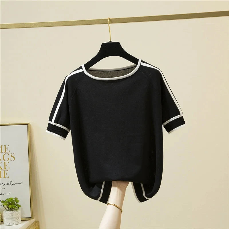 Women's Short Sleeve T-Shirt™ Summer Thin Knitted T-Shirt