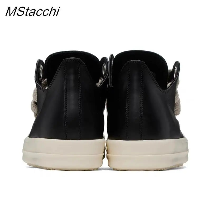 Women's Platform Sneakers™ Black Leather Zipper Lace Up Casual Shoes