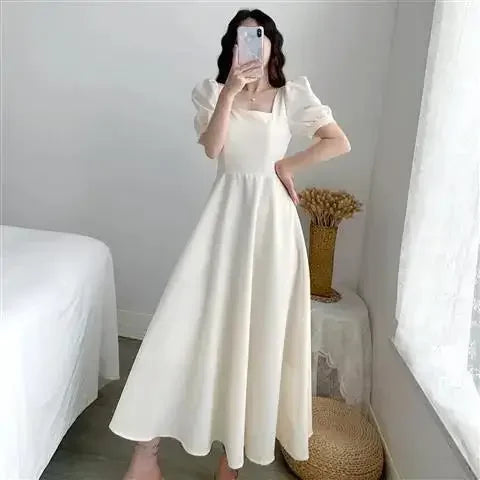 Women's Elegant Slimming Long Dress™ Puff Sleeves Square Collar Dress