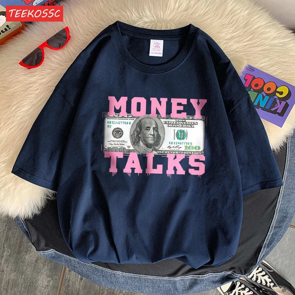 Women's T-Shirt™ Money Talks Us Dollar Short Sleeve T Shirts