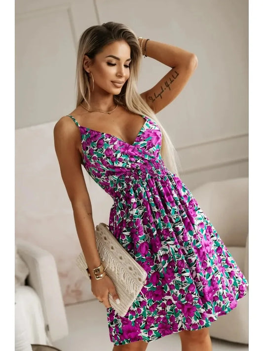Women's Summer Wrap Pleated Dresses™ Floral Print Spaghetti Strap Sling Dress