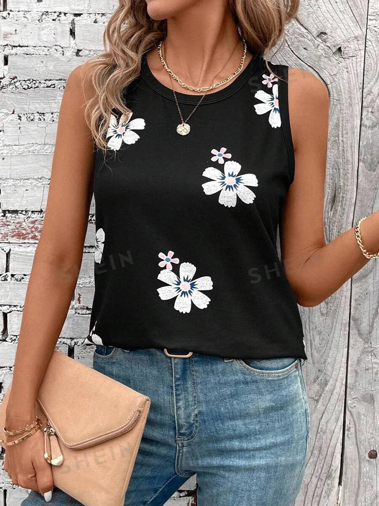 Women's O-neck Vest Print Tank Tops™  Sleeveless Loose Comfortable Top